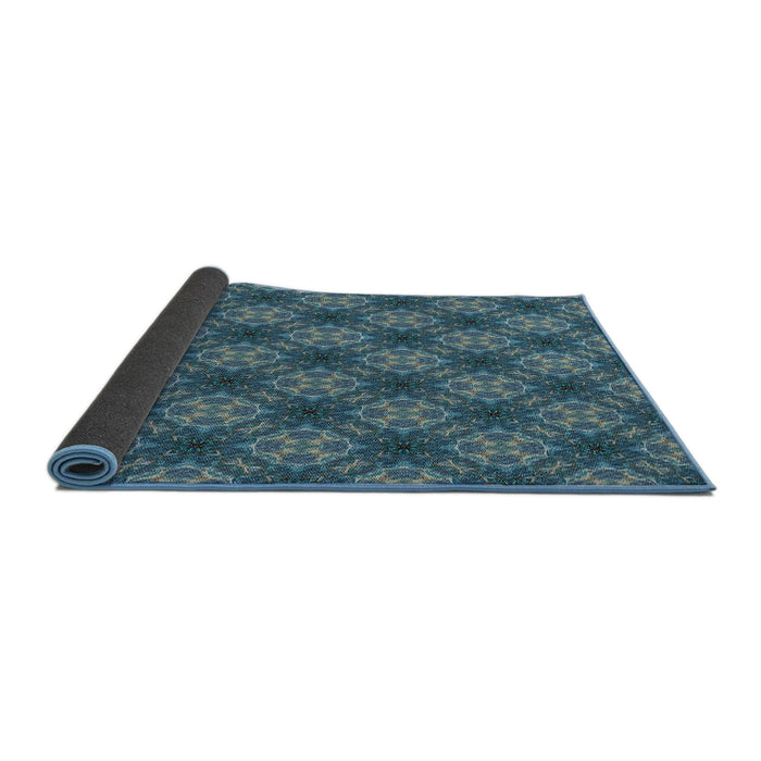 Thickness of Patterned Koi Blue Novelty Rug, pat3283