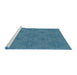 Serging Thickness of Machine Washable Transitional Blue Turquoise Green Rug, wshpat3286