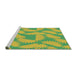 Serging Thickness of Machine Washable Transitional Green Rug, wshpat3288