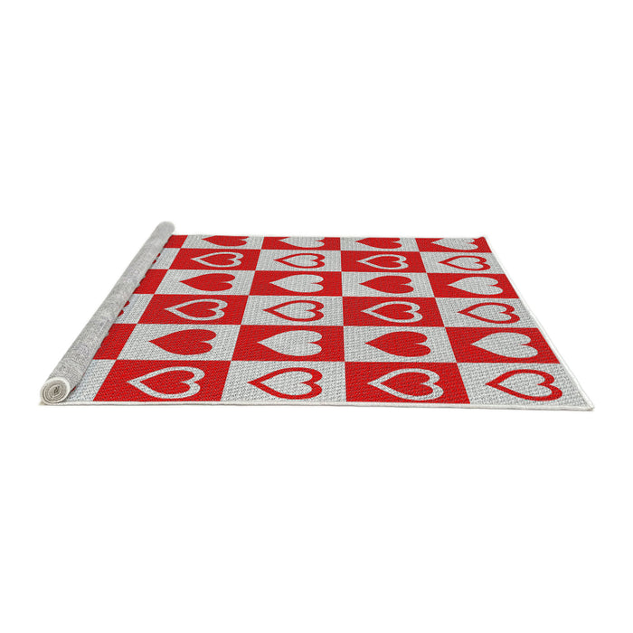 Serging Thickness of Machine Washable Transitional Red Rug, wshpat329