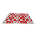 Serging Thickness of Machine Washable Transitional Red Rug, wshpat329