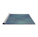 Serging Thickness of Machine Washable Transitional Blue Rug, wshpat3291