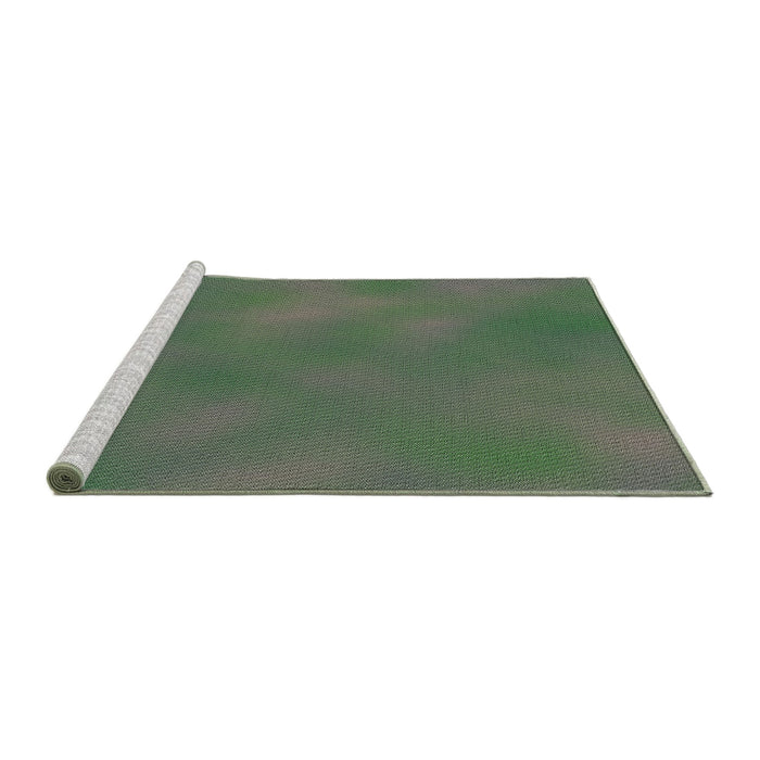 Serging Thickness of Machine Washable Transitional Green Rug, wshpat3295