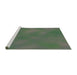 Serging Thickness of Machine Washable Transitional Green Rug, wshpat3295