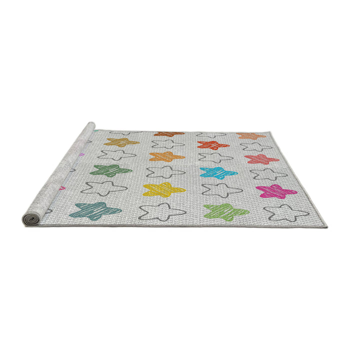 Serging Thickness of Machine Washable Transitional Pearl White Beige Rug, wshpat3300