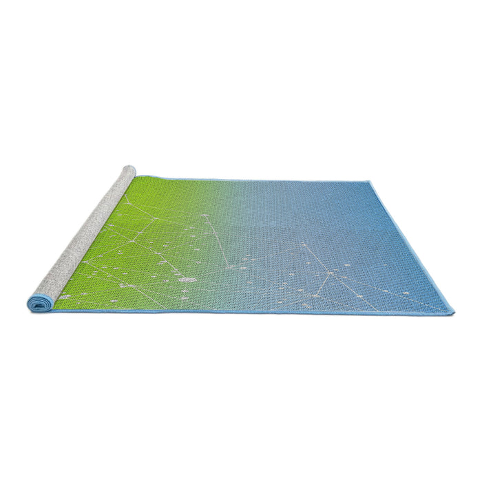 Serging Thickness of Machine Washable Transitional Sea Green Rug, wshpat3305