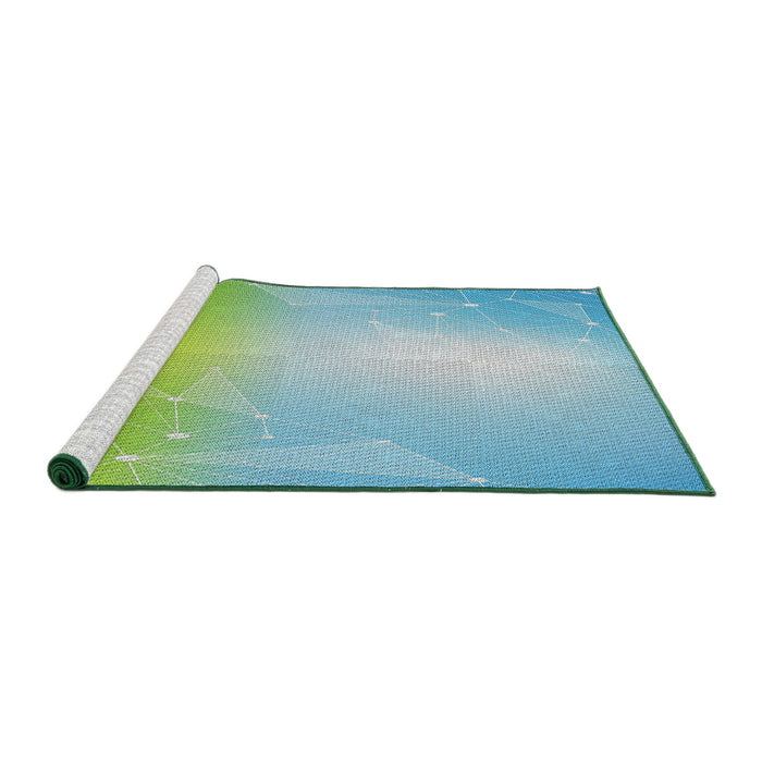 Serging Thickness of Machine Washable Transitional Mint Green Rug, wshpat3306