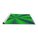 Serging Thickness of Machine Washable Transitional Neon Green Rug, wshpat3315