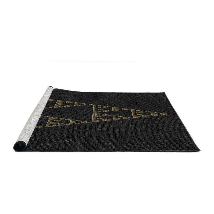 Serging Thickness of Machine Washable Transitional Black Rug, wshpat3316