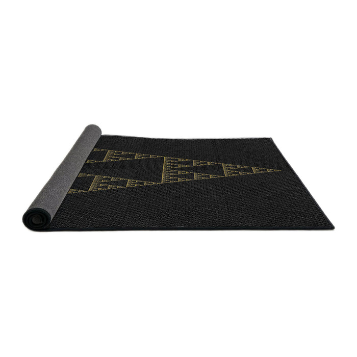 Thickness of Patterned Black Novelty Rug, pat3316
