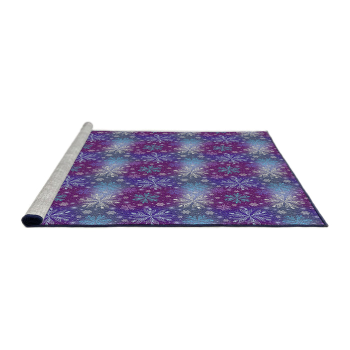 Serging Thickness of Machine Washable Transitional Bright Purple Rug, wshpat3323