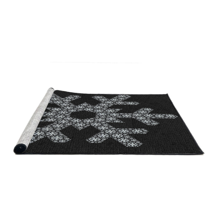 Serging Thickness of Machine Washable Transitional Black Rug, wshpat3325