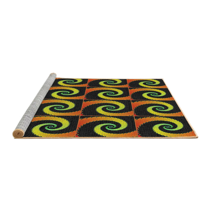 Serging Thickness of Machine Washable Transitional Caramel Brown Rug, wshpat3332