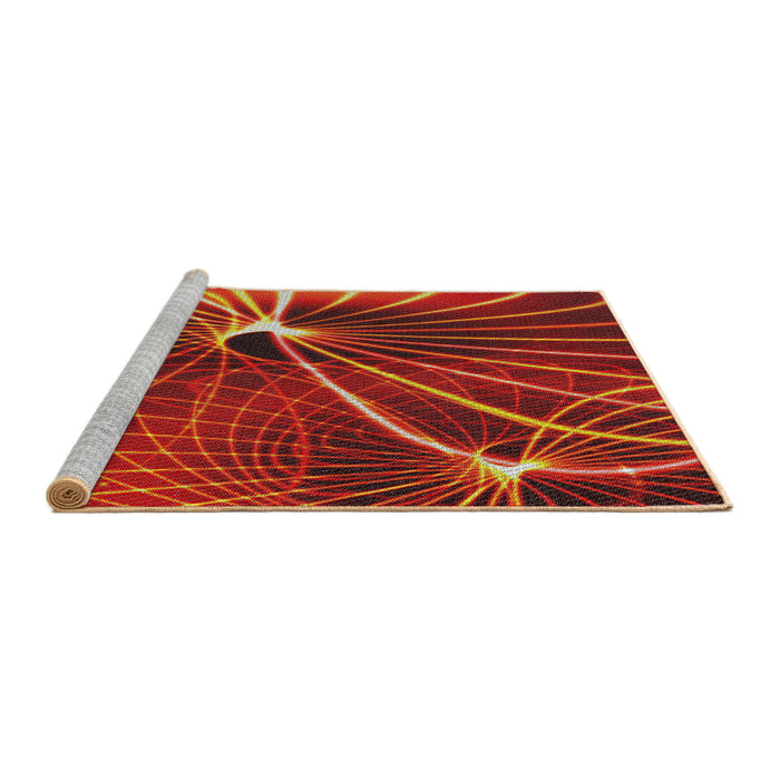 Serging Thickness of Machine Washable Transitional Orange Rug, wshpat3334
