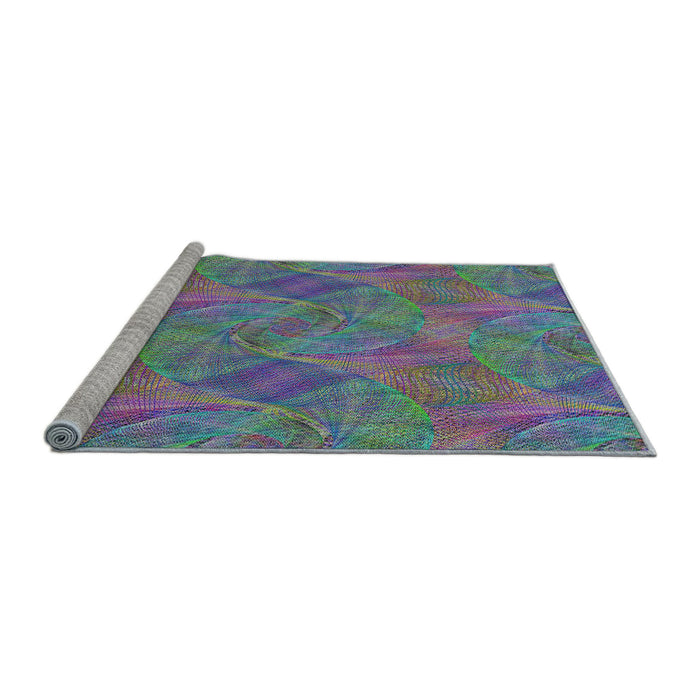 Serging Thickness of Machine Washable Transitional Purple Rug, wshpat3335
