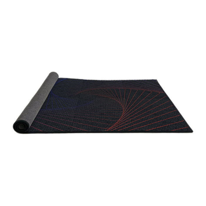 Thickness of Patterned Black Novelty Rug, pat3336