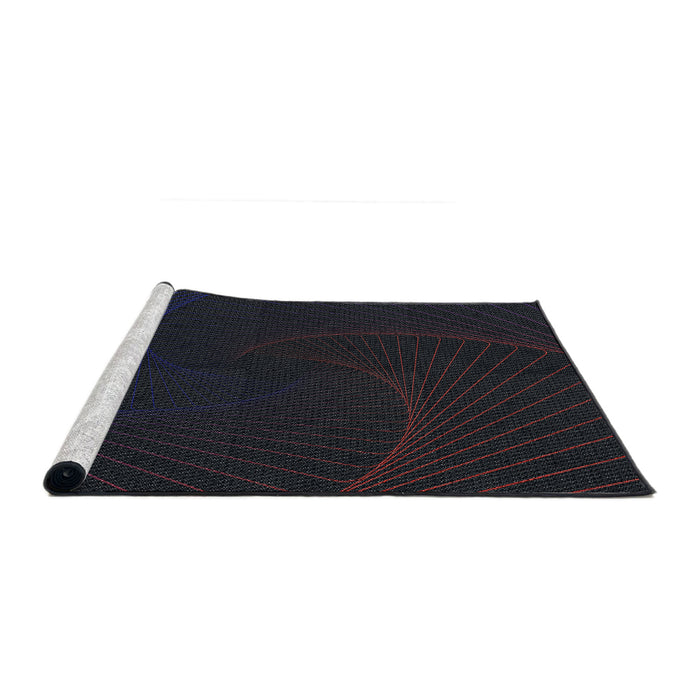 Serging Thickness of Machine Washable Transitional Black Rug, wshpat3336