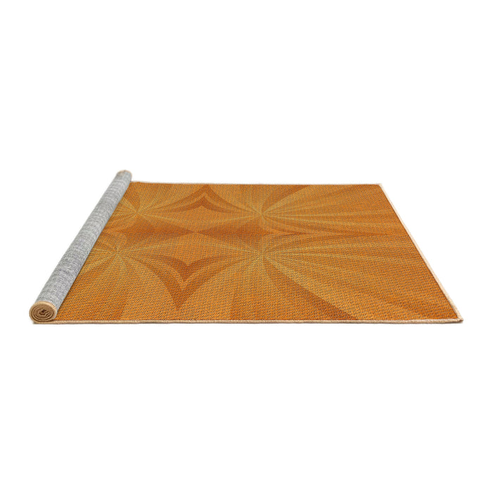 Serging Thickness of Machine Washable Transitional Dark Orange Rug, wshpat3338