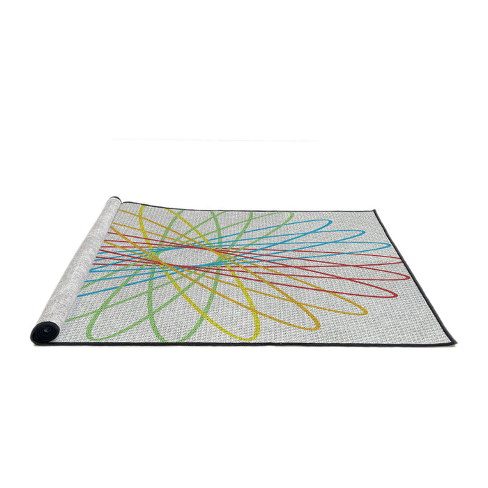 Serging Thickness of Machine Washable Transitional HoneyDew Green Rug, wshpat3340