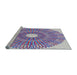 Serging Thickness of Patterned Blue Abstract Machine Washable Rug, wshpat3341