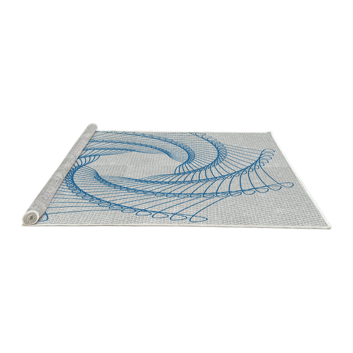 Serging Thickness of Machine Washable Transitional White Smoke Rug, wshpat3344