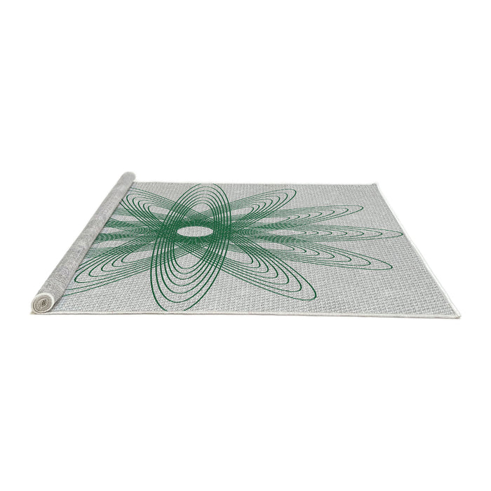 Serging Thickness of Machine Washable Transitional Sage Green Rug, wshpat3346