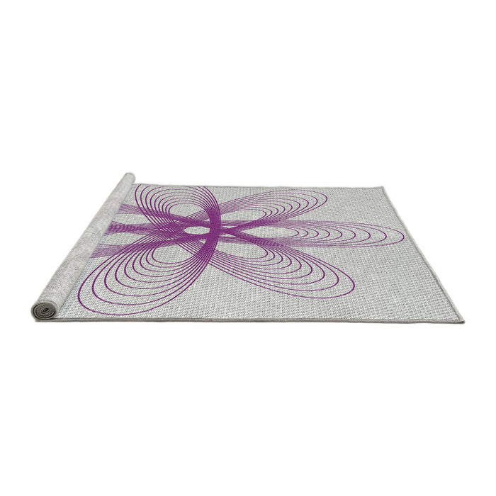 Serging Thickness of Machine Washable Transitional Lavender Purple Rug, wshpat3348