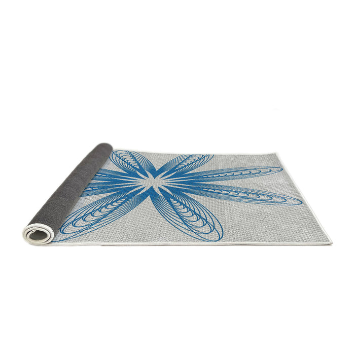 Thickness of Patterned Water Blue Novelty Rug, pat3349