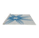 Serging Thickness of Machine Washable Transitional Water Blue Rug, wshpat3349