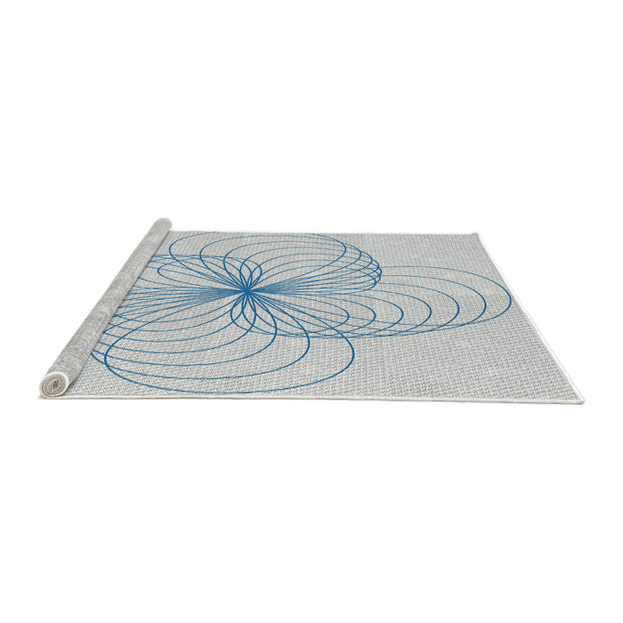 Serging Thickness of Patterned Off-White Abstract Machine Washable Rug, wshpat3352