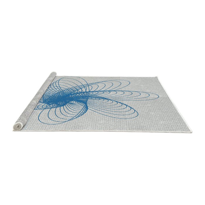 Serging Thickness of Machine Washable Transitional White Smoke Rug, wshpat3354