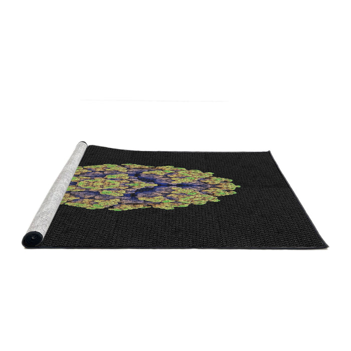 Serging Thickness of Machine Washable Transitional Carbon Gray Rug, wshpat3359