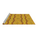 Serging Thickness of Machine Washable Transitional Deep Yellow Rug, wshpat336