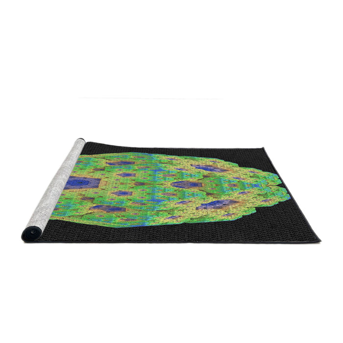 Serging Thickness of Machine Washable Transitional Midnight Gray Rug, wshpat3360