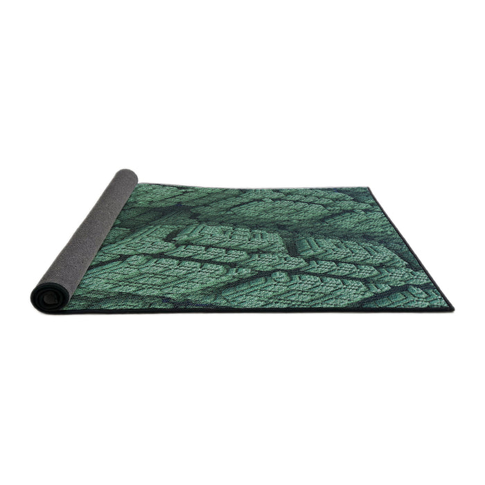 Thickness of Patterned Emerald Green Novelty Rug, pat3361