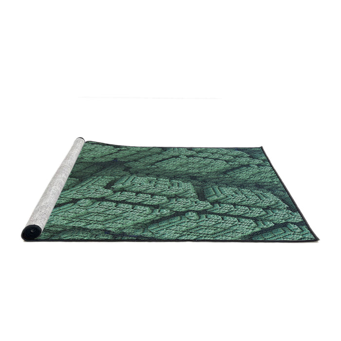 Serging Thickness of Machine Washable Transitional Emerald Green Rug, wshpat3361