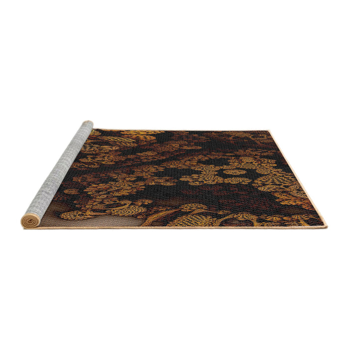 Serging Thickness of Machine Washable Transitional Sienna Brown Rug, wshpat3362