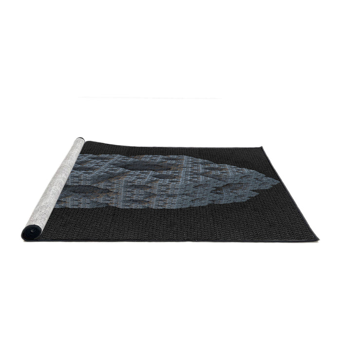 Serging Thickness of Machine Washable Transitional Black Rug, wshpat3363