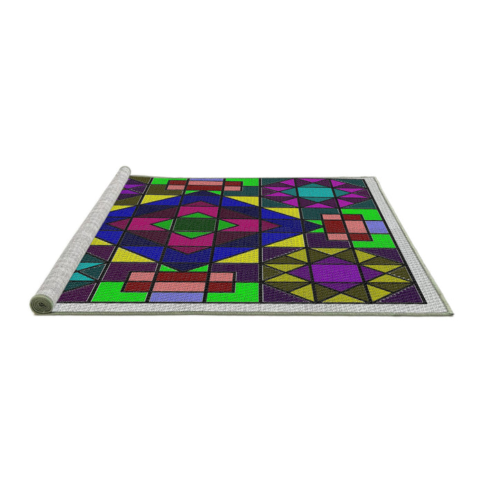 Serging Thickness of Machine Washable Transitional Dark Purple Rug, wshpat3367