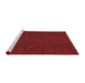 Serging Thickness of Machine Washable Transitional Fire Red Rug, wshpat3374