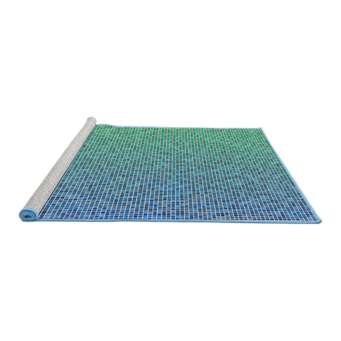 Serging Thickness of Machine Washable Transitional Dark Cyan Green Rug, wshpat3376
