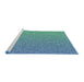 Serging Thickness of Machine Washable Transitional Dark Cyan Green Rug, wshpat3376