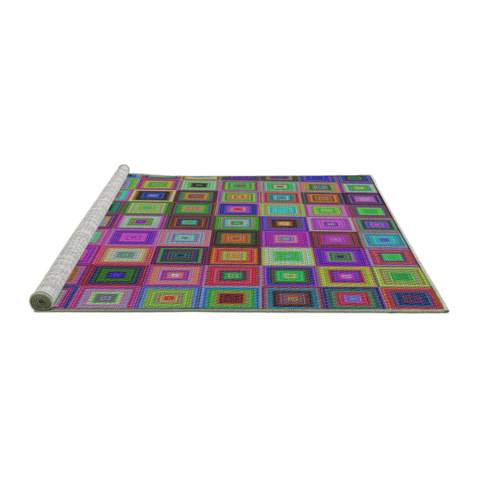 Serging Thickness of Machine Washable Transitional Green Rug, wshpat3390