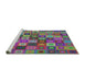 Serging Thickness of Machine Washable Transitional Green Rug, wshpat3390