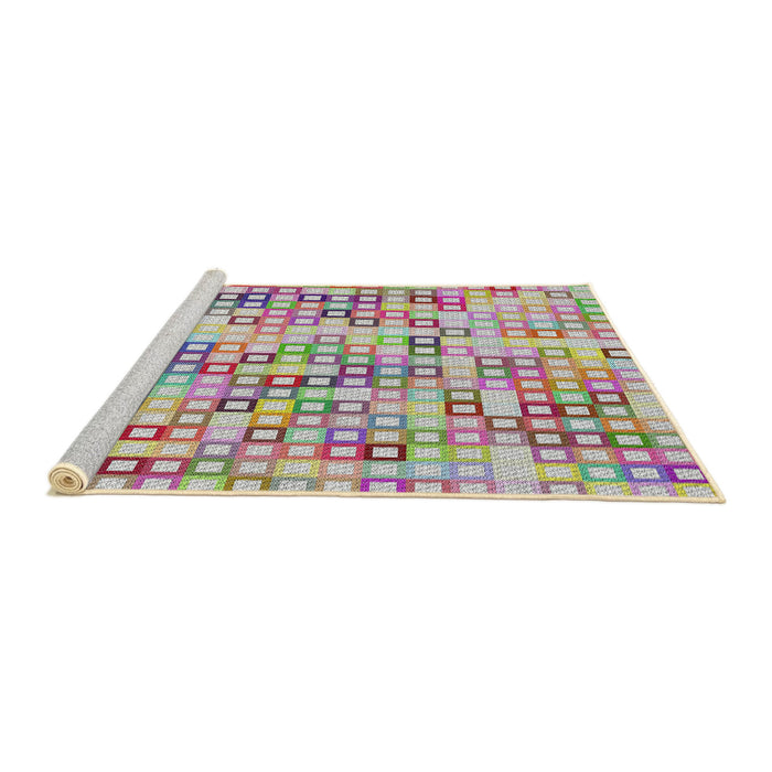 Serging Thickness of Machine Washable Transitional Tulip Pink Rug, wshpat3391