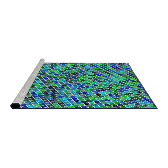 Serging Thickness of Machine Washable Transitional Blue Rug, wshpat3393
