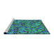 Serging Thickness of Machine Washable Transitional Blue Rug, wshpat3393