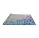 Serging Thickness of Machine Washable Transitional Water Blue Rug, wshpat3394