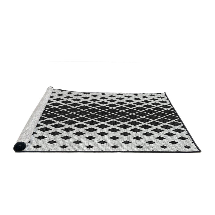 Serging Thickness of Machine Washable Transitional Charcoal Black Rug, wshpat3396