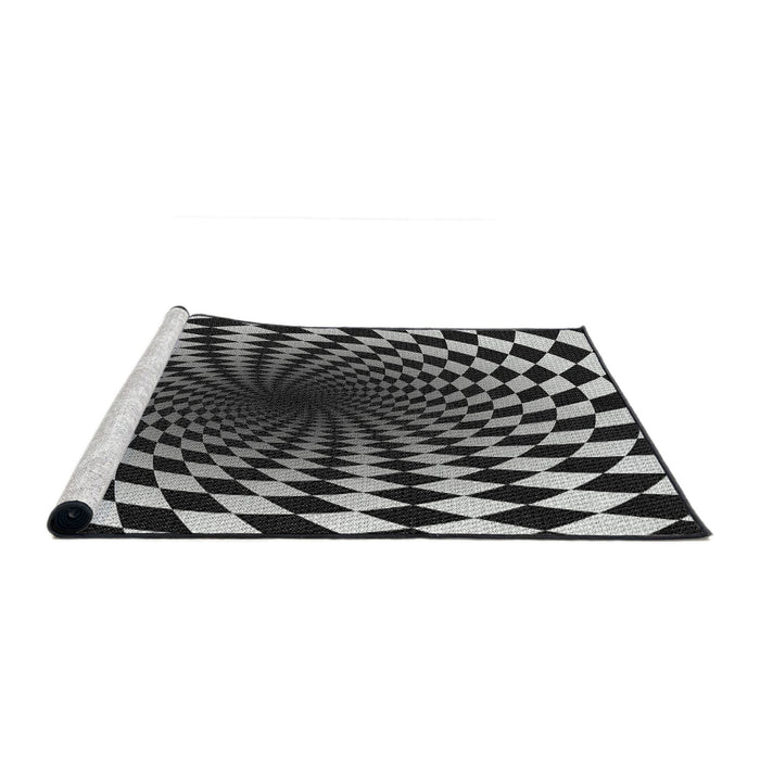 Serging Thickness of Machine Washable Transitional Midnight Gray Rug, wshpat3402